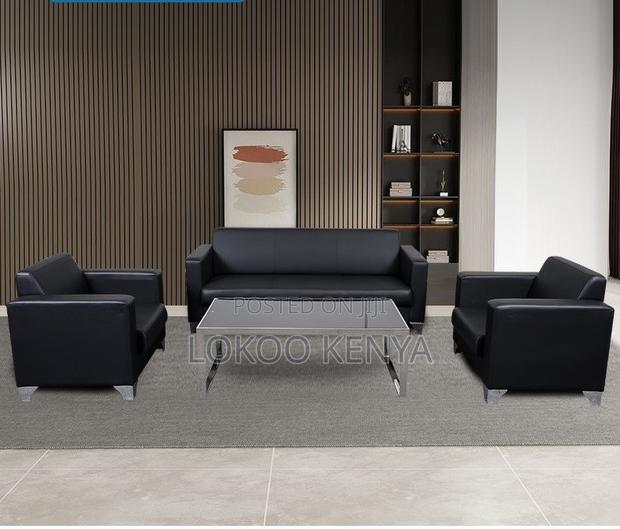 Office Sofa Set ; 5-Seater Leather Reception Sofa - thumbnail 4