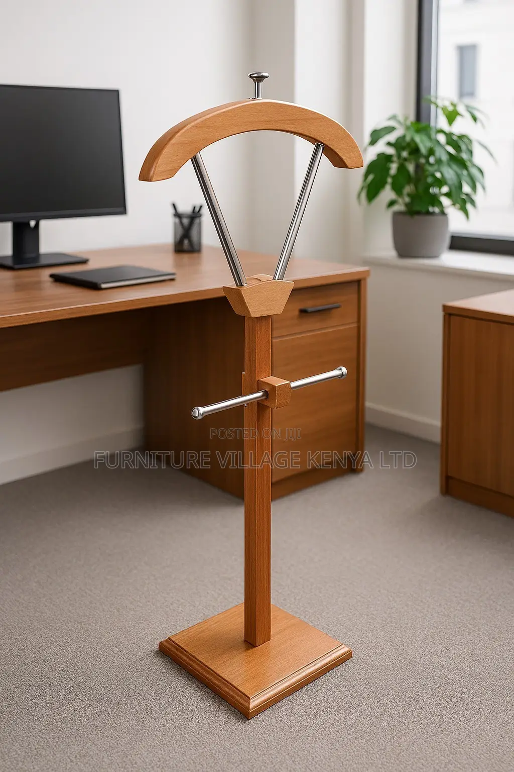 Coat Hanger; Mahogany Office Coat Hanger
