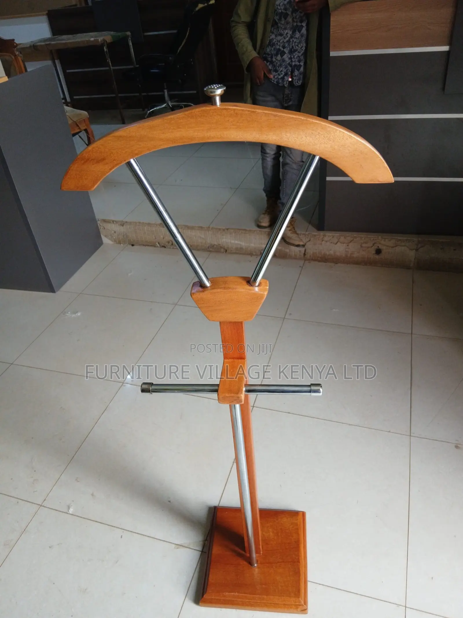 Coat Hanger; Mahogany Office Coat Hanger
