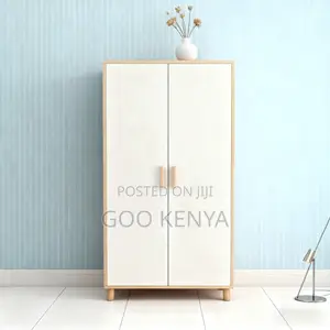 Home Wardrobe; Minimalist White Wooden Bedroom Closet – 2 Doors