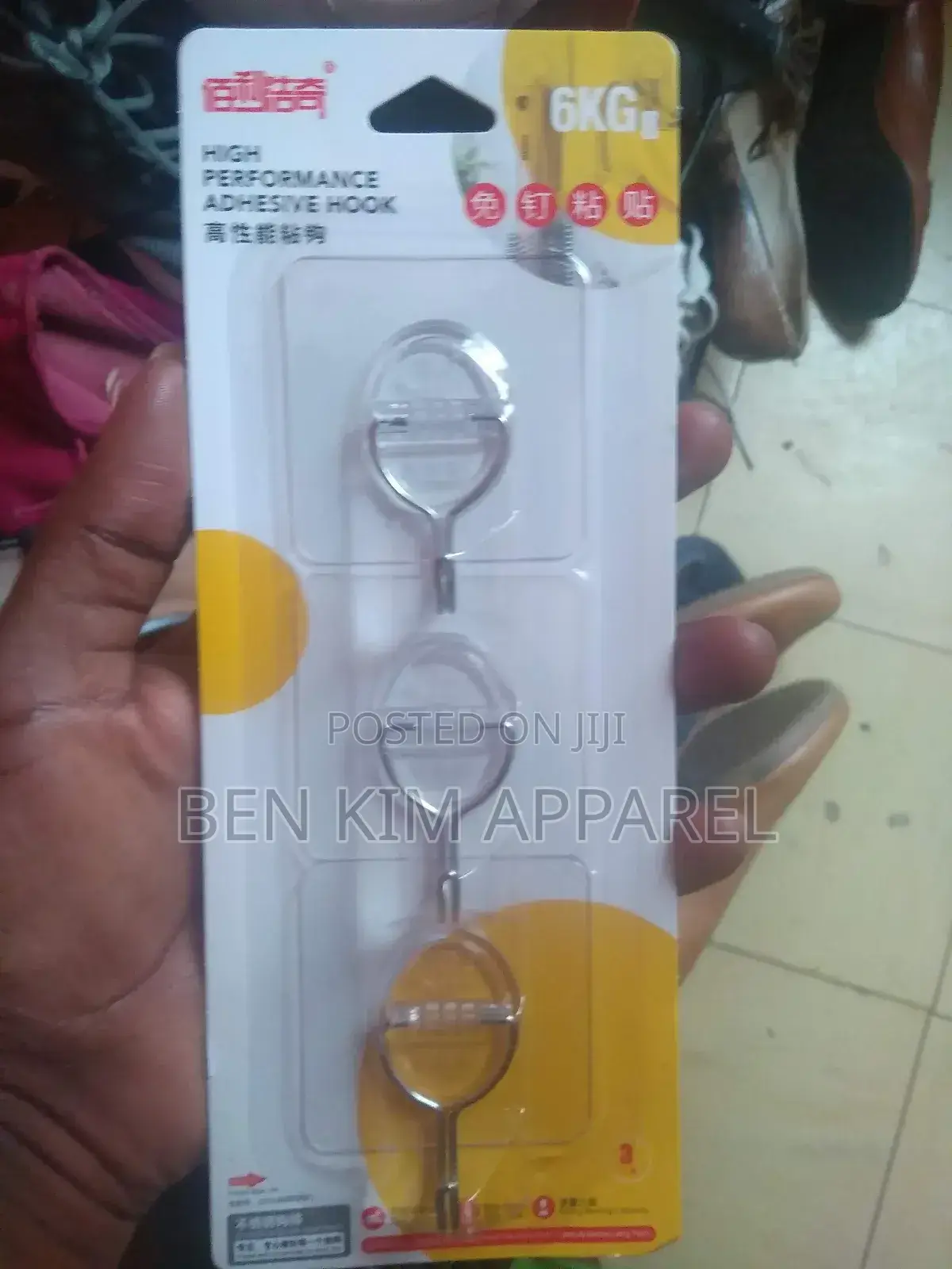 6kgs High Performance Adhesive Clear Hooks 3 Pack