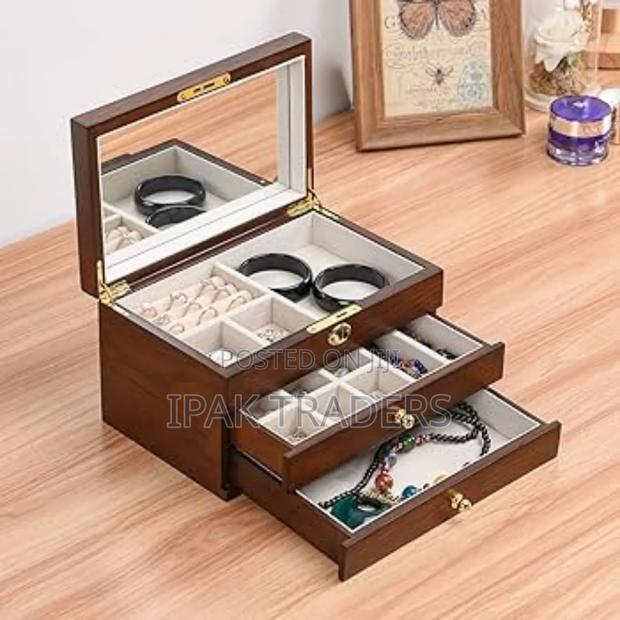 Multifunctional Wood Grain 3 Layer Jewelry Box - thumbnail 3