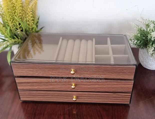 Multifunctional Wood Grain 3 Layer Jewelry Box - thumbnail 4