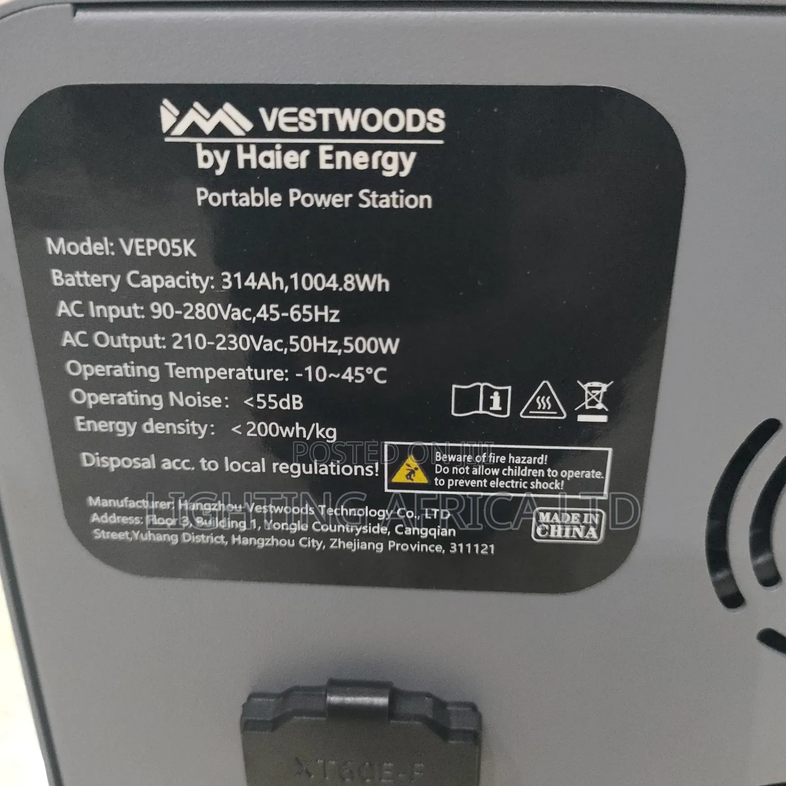 1kwh Vestwood Portable Power Station 500w Output Power AC/Dc Inputs