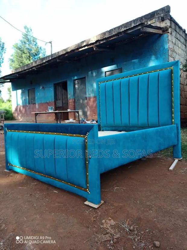 Teal Gold-Trim Panel Bed Size 5 by 6 - main view