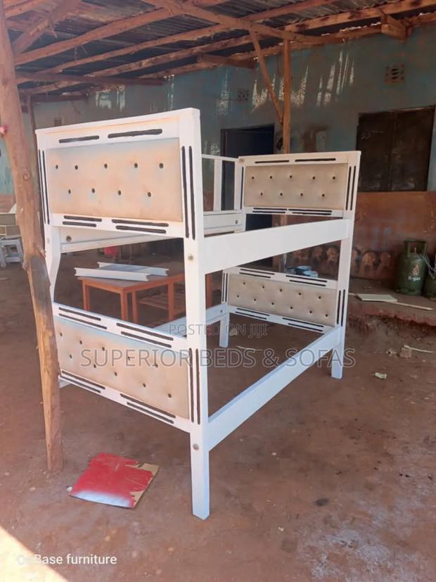 White Upholstered Bunk Bed Size 5 by 6 - main view