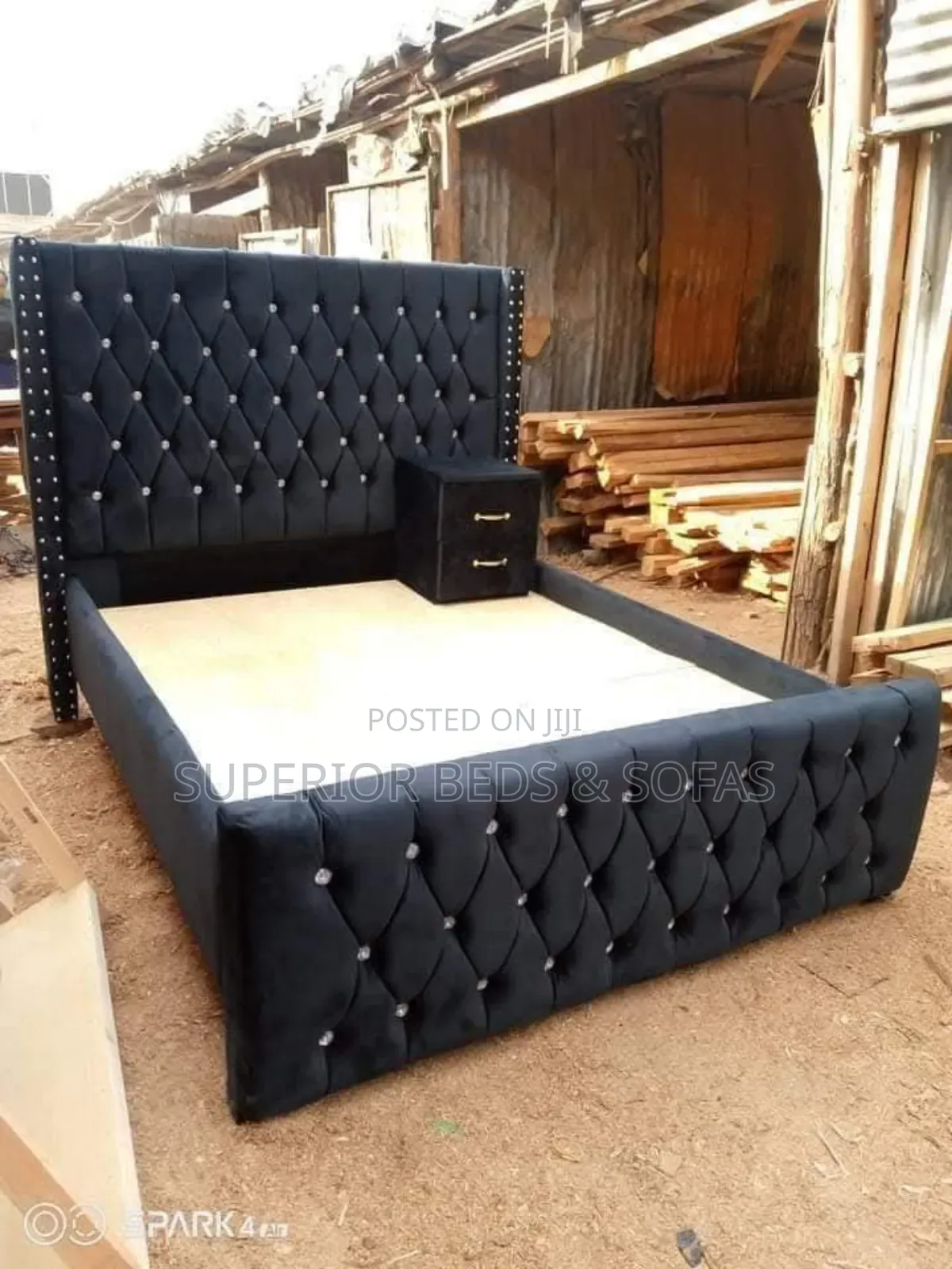 Black Diamond Studded Bed