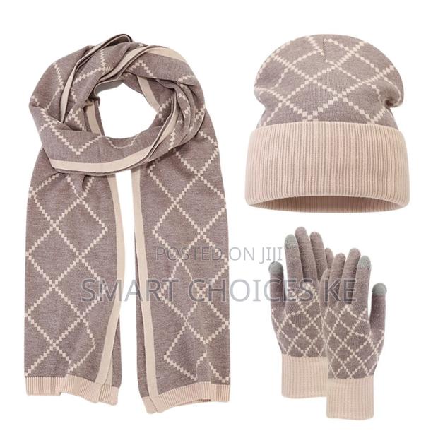 New Cashmere 3 In 1 Winter Set Hat,Scarf And Gloves