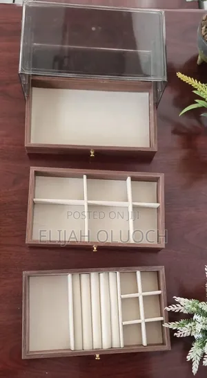 Multifunctional Wood Grain 3 Layer Jewelry Box