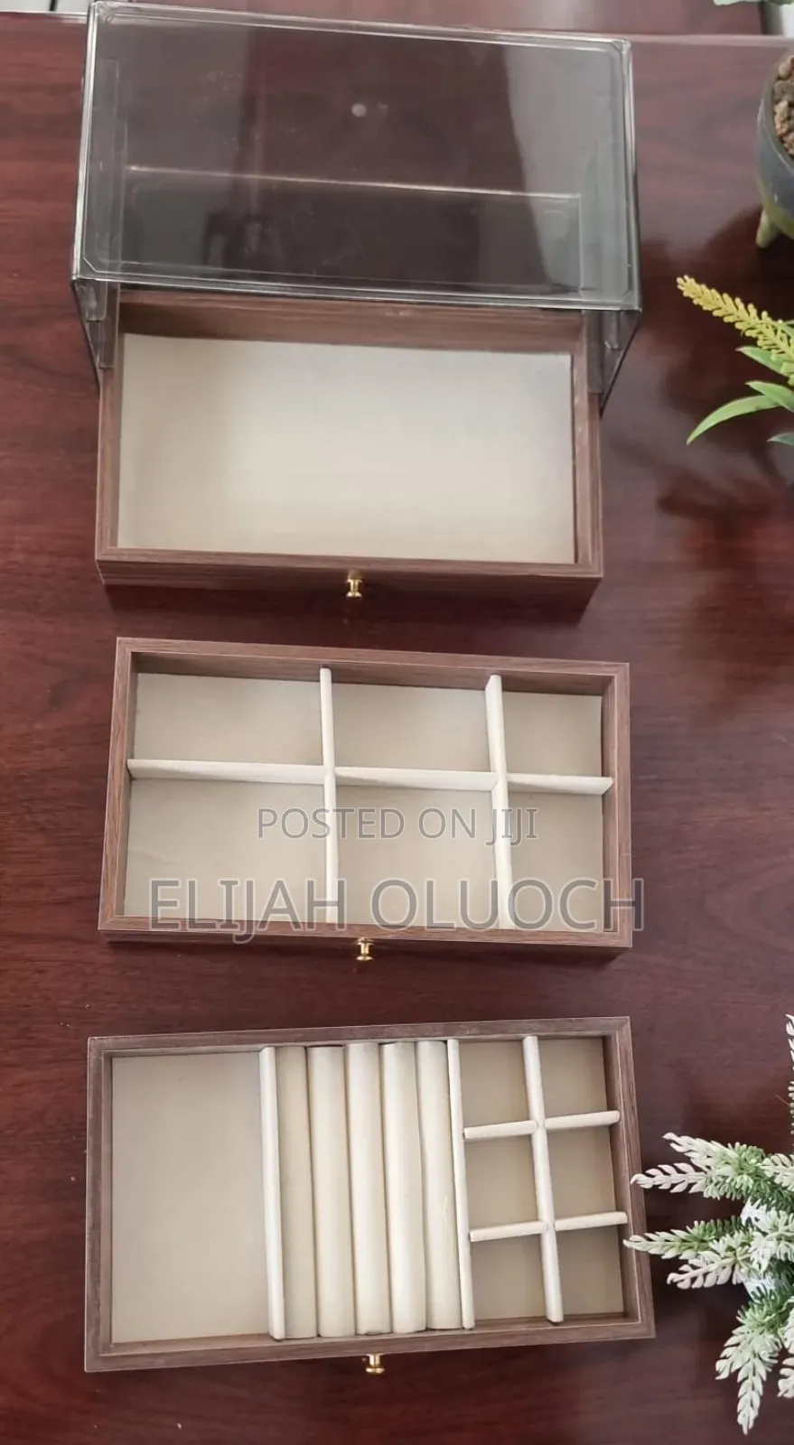 Multifunctional Wood Grain 3 Layer Jewelry Box