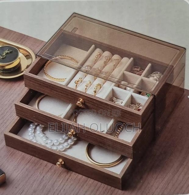 Multifunctional Wood Grain 3 Layer Jewelry Box - thumbnail 4