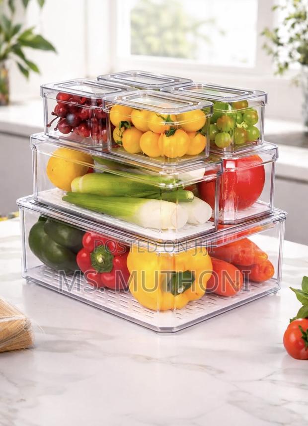 Bpa-Free Acrylic 7pcs Stackable Acrylic Fridge Organizer Containers - main view