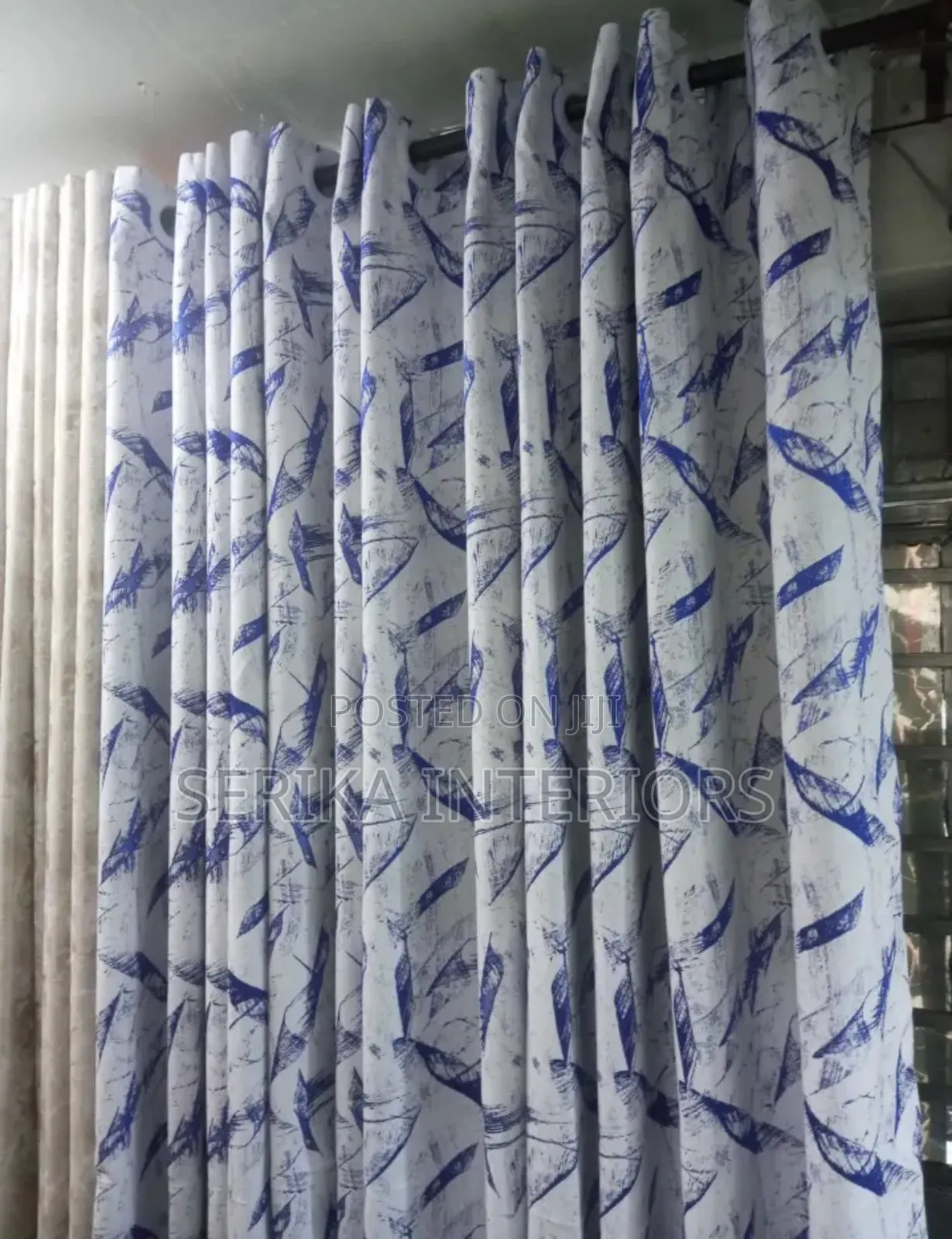 Pale Blue Pattern Curtains Curtains Environmental Friendly Justice