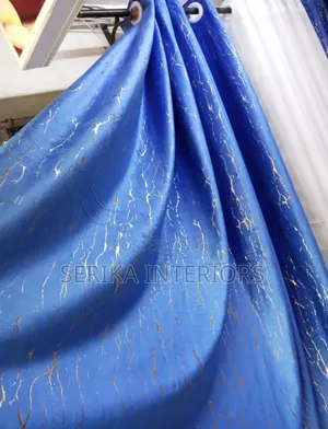 Blue Themed Velvet Curtains Velvet Curtains Environmental Friendly