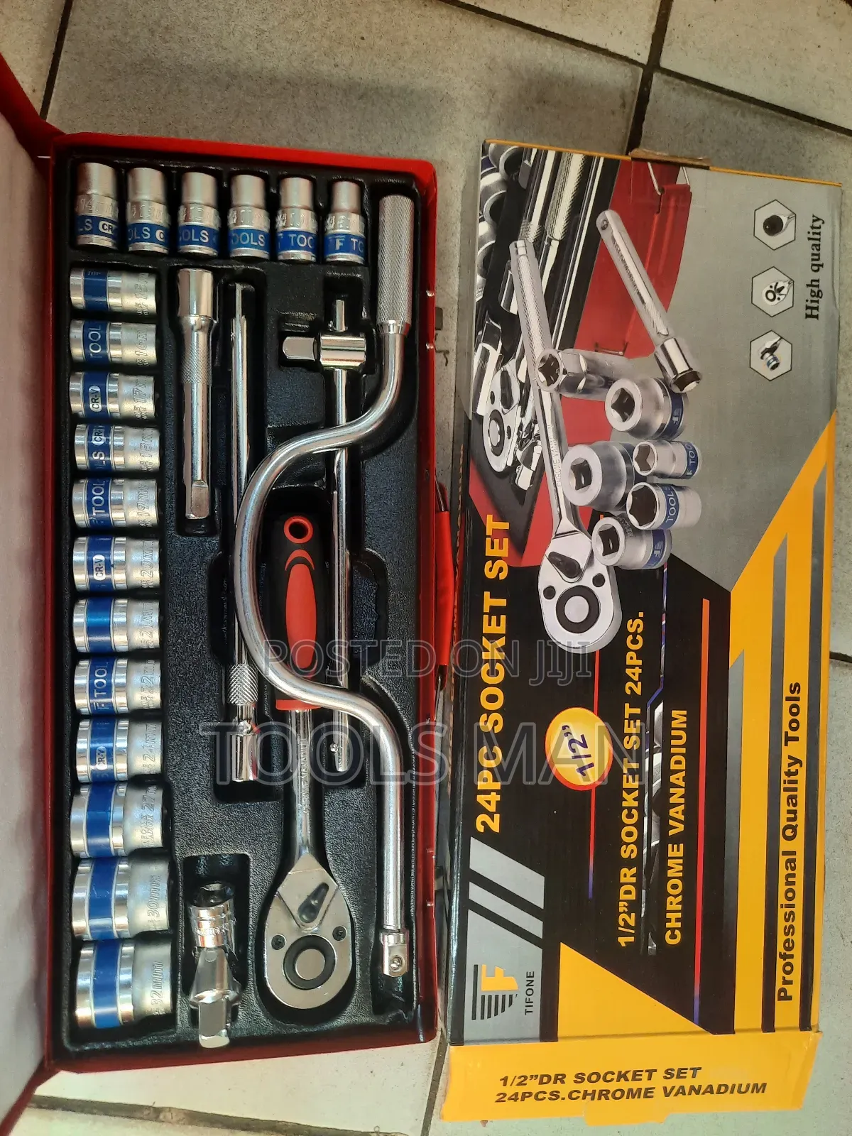 24-Piece 1/2-Inch Drive Socket Set.T Barb Handle.Ratchet Wrench.8-32mm