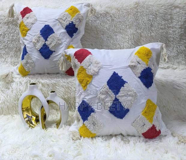 Boho Vintage Tufted Throw Pillow Covers With Tassels - main view