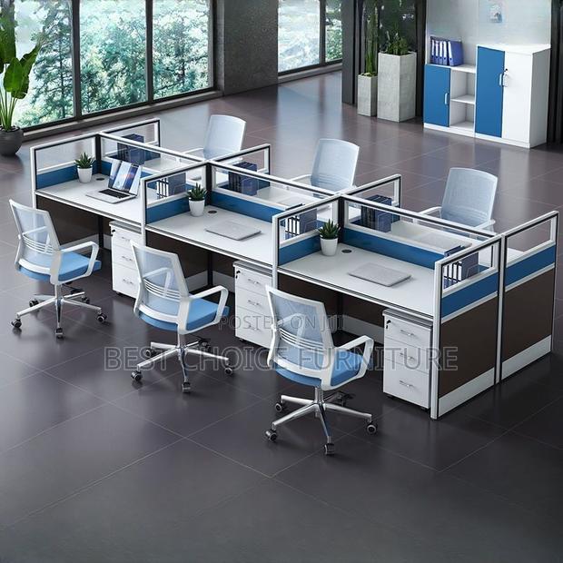 Office Workstations; Collaborative 6-Seater Multi-Coloured Office Desk - main view