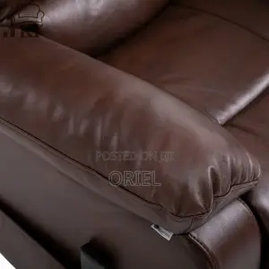 6-Seater Office Sofa Set : Brown Pu Leather Reclining Sofa
