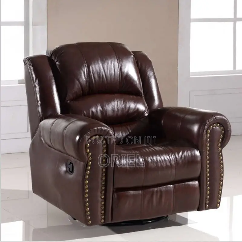 6-Seater Office Sofa Set : Brown Pu Leather Reclining Sofa