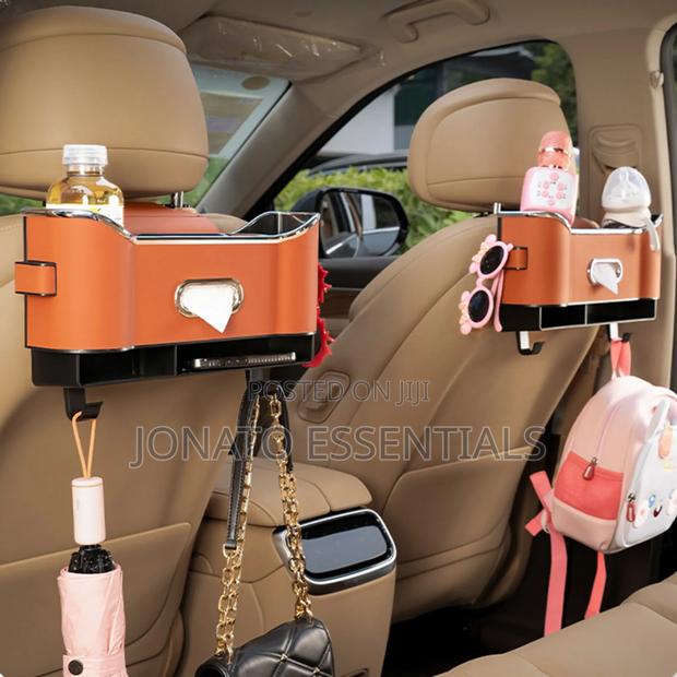 Car Seat Back Storage Box Tissue Holder Organizer - Premium Leather - thumbnail 7
