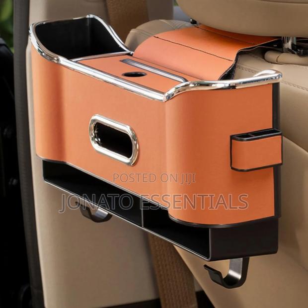 Car Seat Back Storage Box Tissue Holder Organizer - Premium Leather - thumbnail 8