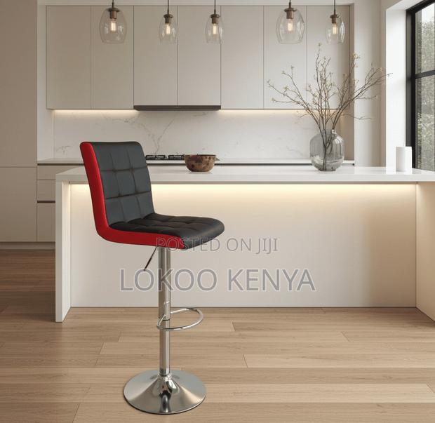 Stool; Counter Height Leather Swivel Barstool - thumbnail 3