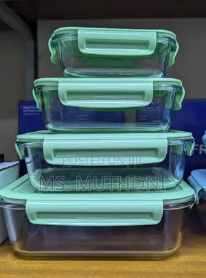 *4pcs Rectangular Glass Lock Storage Container