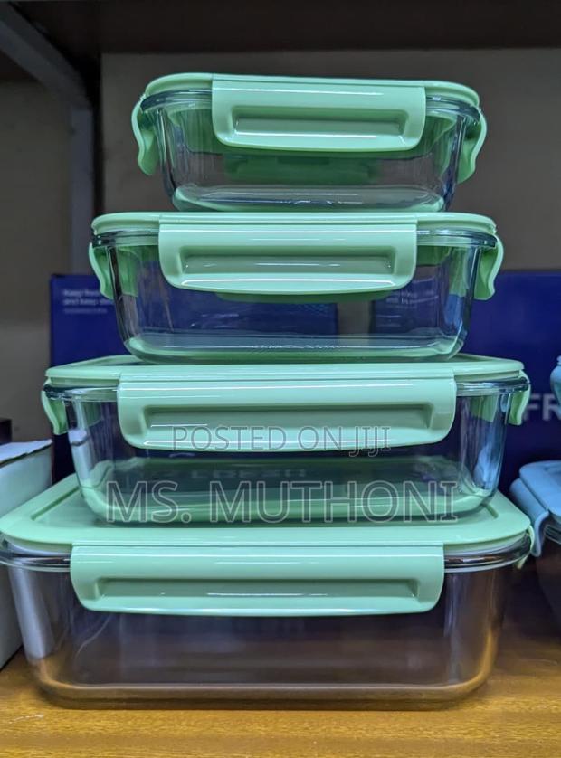 *4pcs Rectangular Glass Lock Storage Container - thumbnail 4