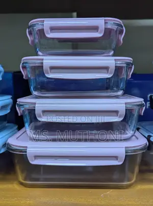 *4pcs Rectangular Glass Lock Storage Container