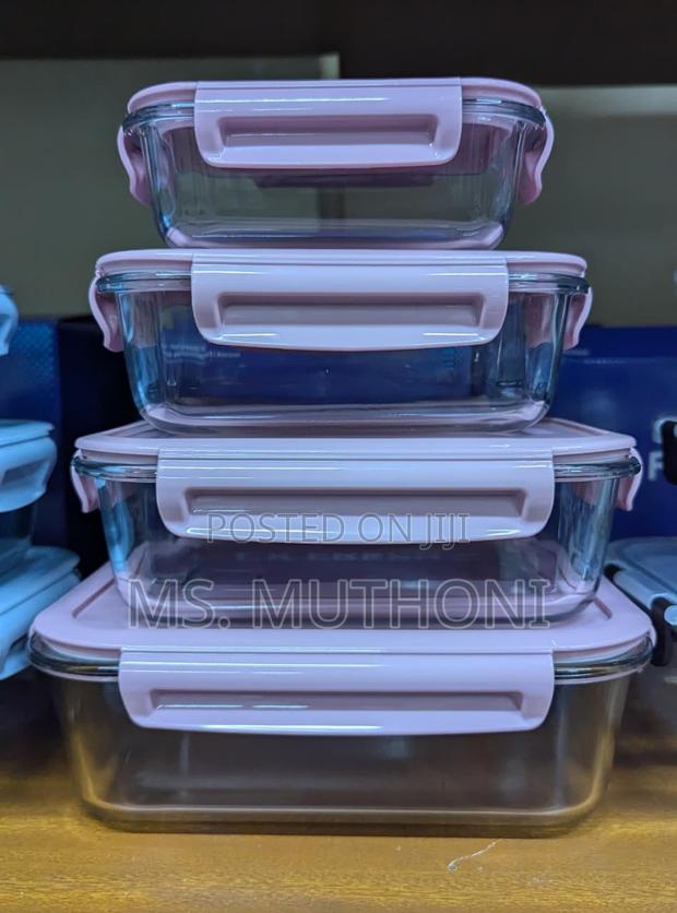 *4pcs Rectangular Glass Lock Storage Container - thumbnail 3