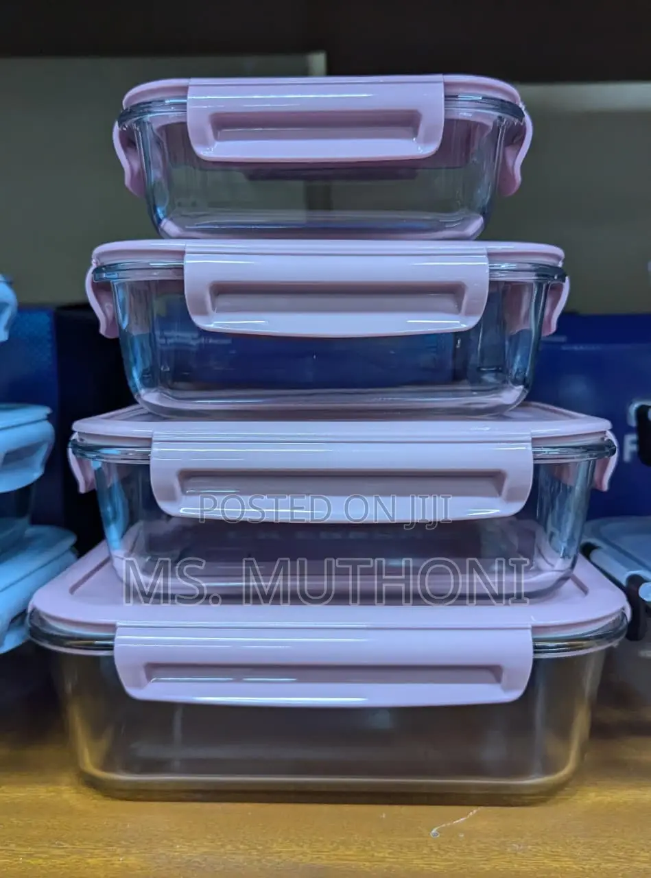 *4pcs Rectangular Glass Lock Storage Container