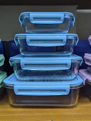 *4pcs Rectangular Glass Lock Storage Container