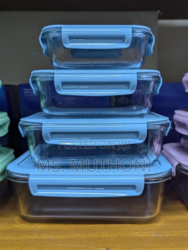 *4pcs Rectangular Glass Lock Storage Container - main view