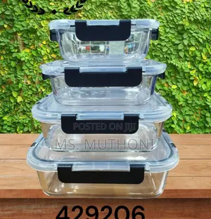 *4pcs Rectangular Glass Lock Storage Container