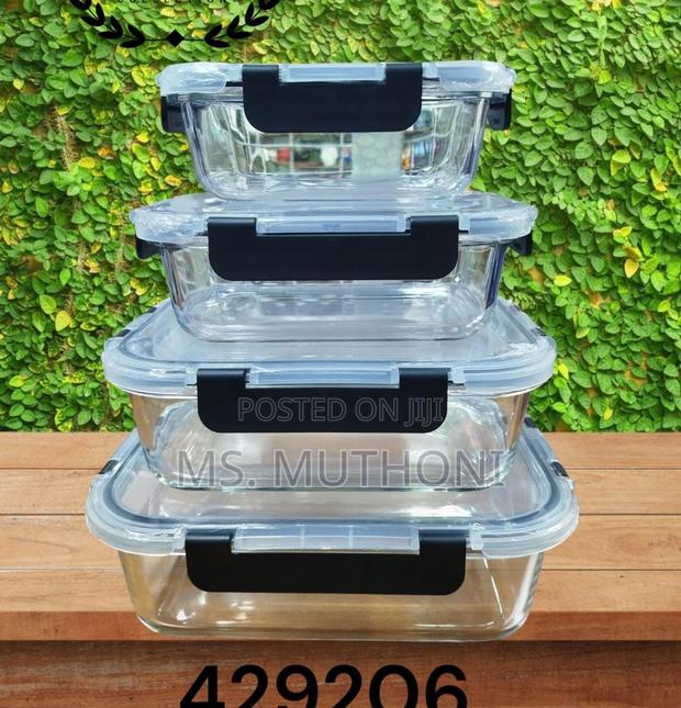 *4pcs Rectangular Glass Lock Storage Container - thumbnail 5