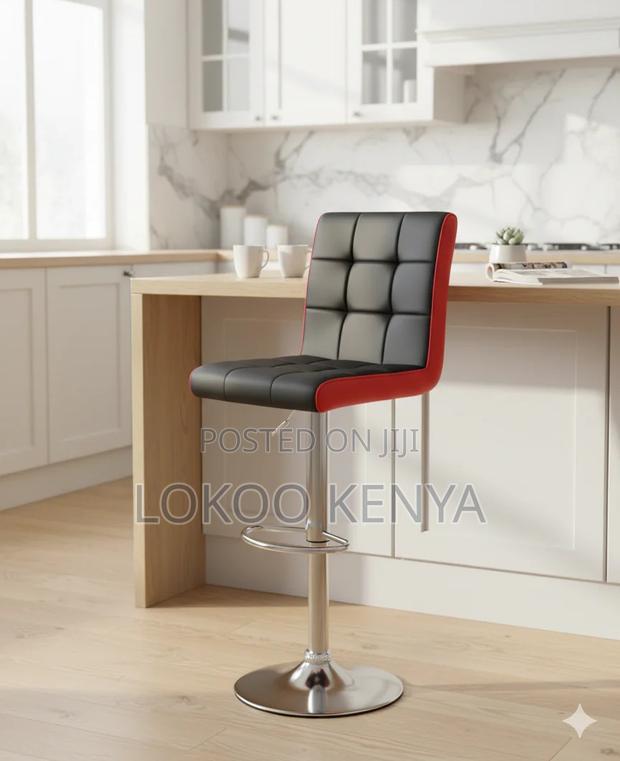 Stool; Counter Height Leather Swivel Barstool - thumbnail 9