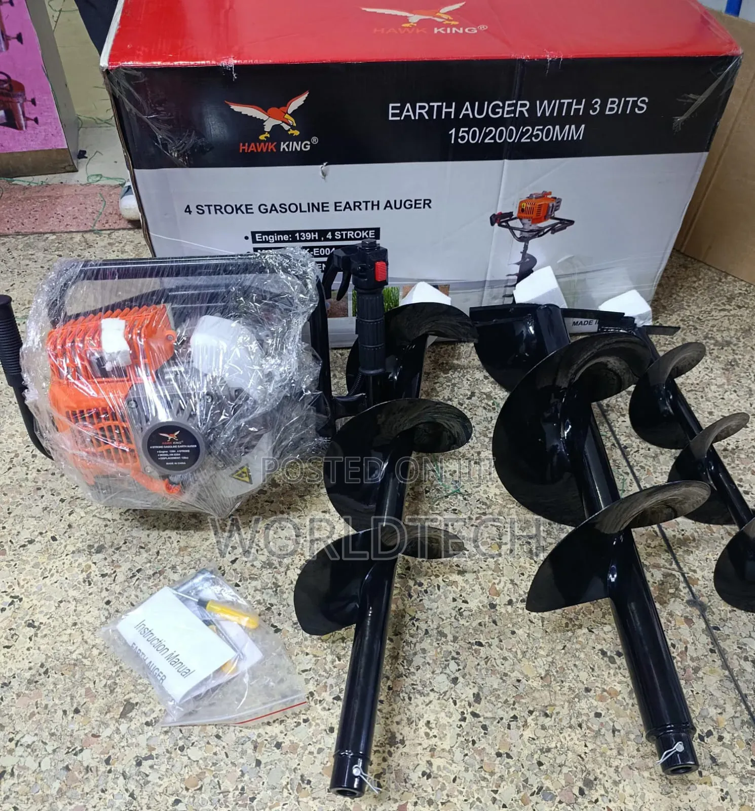 4 Stroke Earth Auger High Quality/ Earth Auger With 3 Working Bits