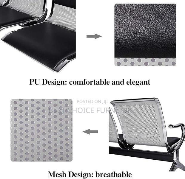 Reception Benches; Black 4-Seater Padded Metallic Reception Bench - thumbnail 4