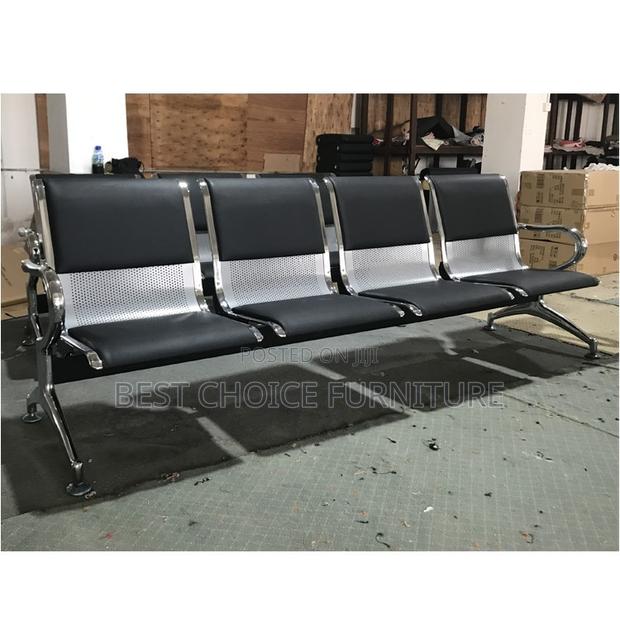 Reception Benches; Black 4-Seater Padded Metallic Reception Bench - thumbnail 5