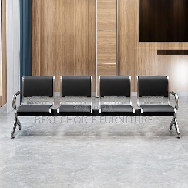Reception Benches; Black 4-Seater Padded Metallic Reception Bench - thumbnail 6