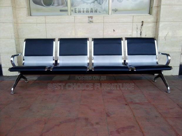 Reception Benches; Black 4-Seater Padded Metallic Reception Bench - thumbnail 10
