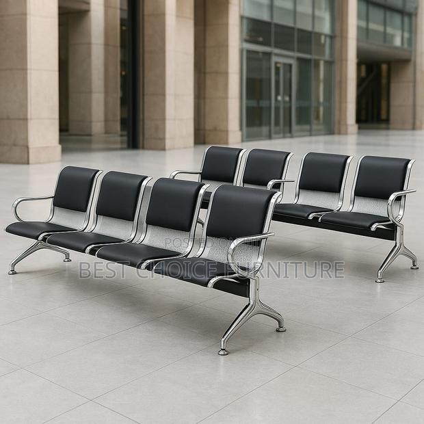 Reception Benches; Black 4-Seater Padded Metallic Reception Bench - thumbnail 11