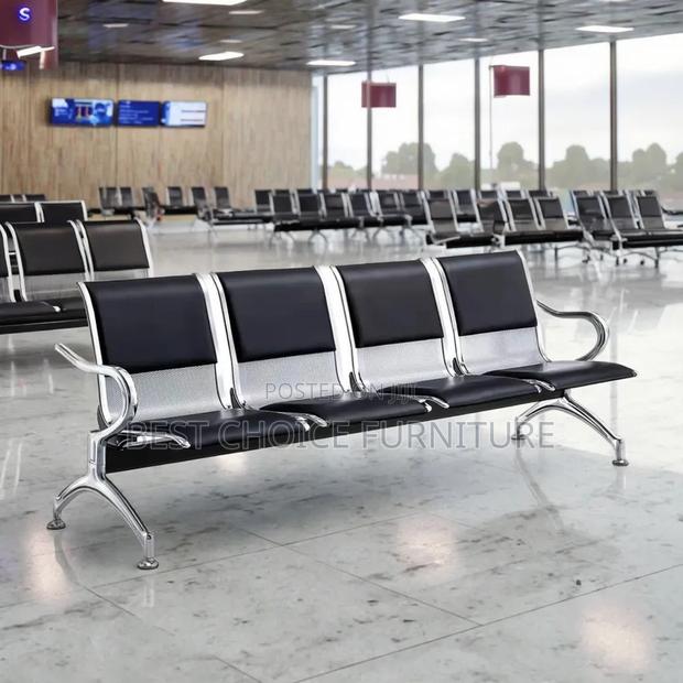 Reception Benches; Black 4-Seater Padded Metallic Reception Bench - thumbnail 12