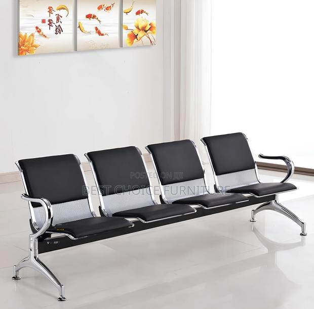 Reception Benches; Black 4-Seater Padded Metallic Reception Bench - thumbnail 13