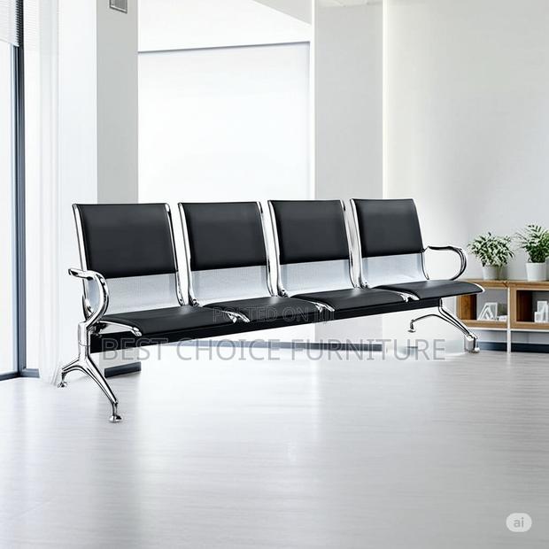 Reception Benches; Black 4-Seater Padded Metallic Reception Bench - thumbnail 14