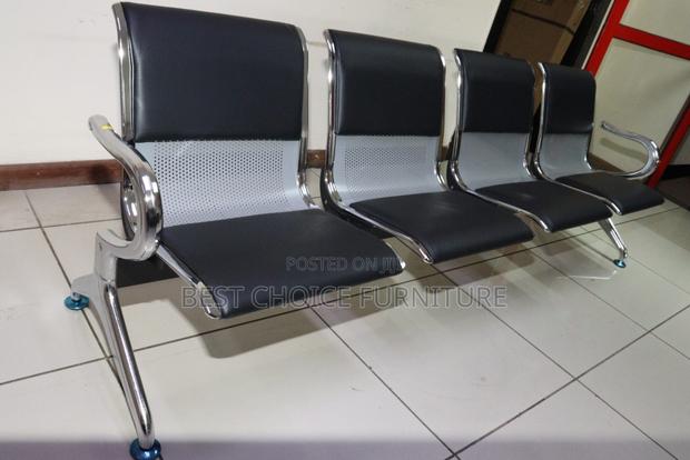 Reception Benches; Black 4-Seater Padded Metallic Reception Bench - thumbnail 15