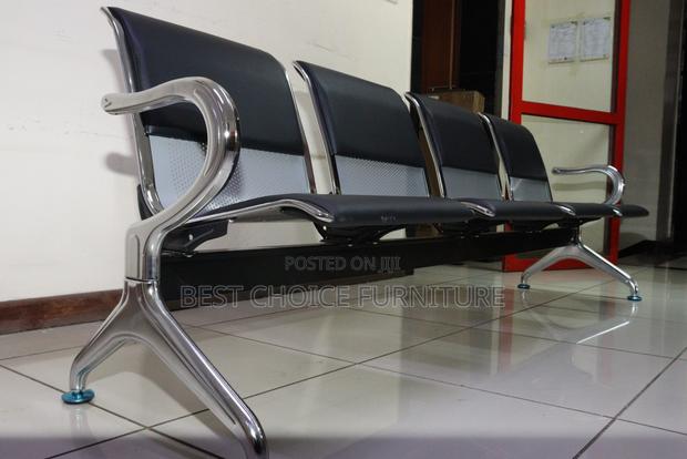 Reception Benches; Black 4-Seater Padded Metallic Reception Bench - thumbnail 16