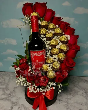 Wine, Flowers and Chocolates Bouquet