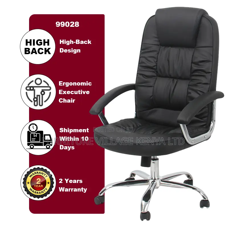 Office Chair High Back, Pu Leather, Black
