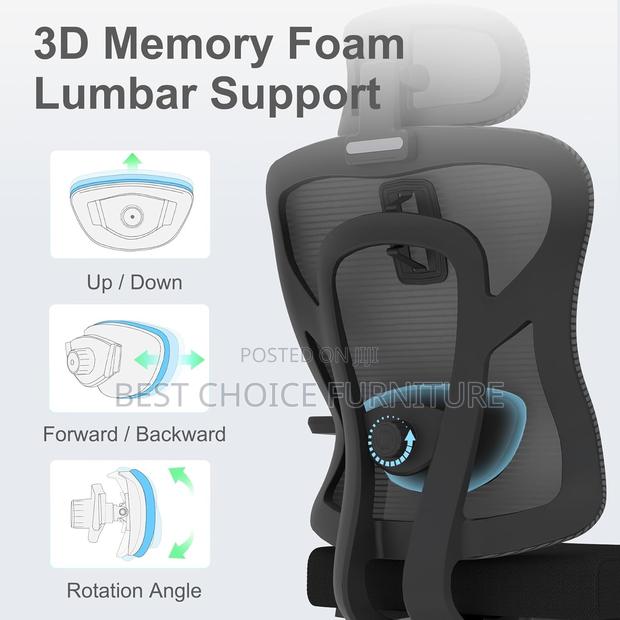 Office Chairs; Executive Mesh Chair With Lumbar Support - thumbnail 8